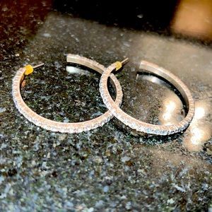 Large cubic zirconia sterling silver hoops